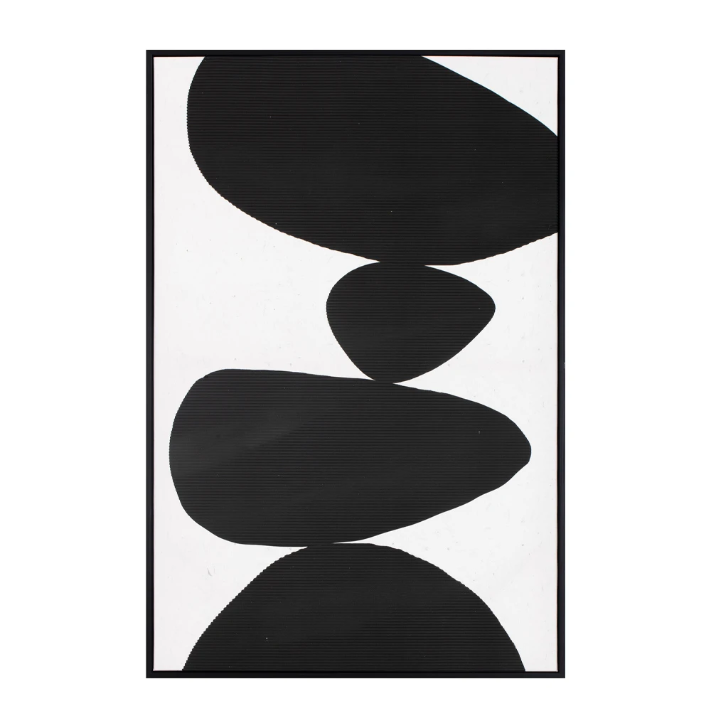 TREMBLING STONE ΠΙΝΑΚΑΣ ΔΙΑΚΟΣΜΗΣΗΣ 60x90x4 ΚΑΜΒΑΣ ΛΕΥΚΟ ΜΑΥΡΟ ΞΥΛΟ ΜΑΥΡΟINTHEBOX