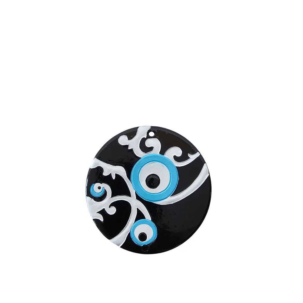 LUCKY CHARM 2025 CHRISTMASH ΜΑΤΙ 9x9x9 POLYRESIN ΜΑΥΡΟ ΛΕΥΚΟ ΜΠΛΕ INTHEBOX