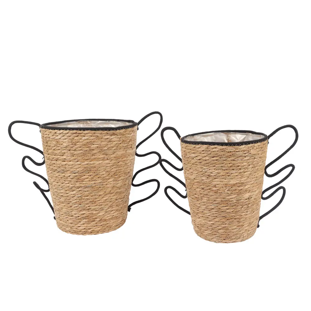 AELIA ΚΑΛΑΘΙ SET 2ΤΜΧ 30x30x34 SEAGRASS ΦΥΣΙΚΟ ΜΑΥΡΟINTHEBOX