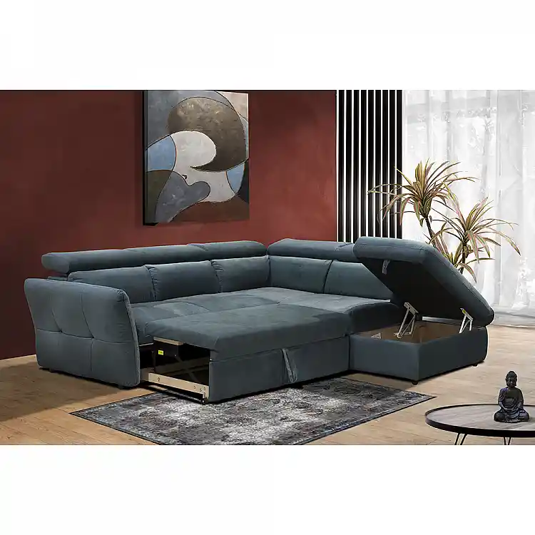 LIBERTA MONSERAT ΚΑΝΑΠΕΣ ΚΡΕΒΑΤΙ ΓΩΝΙΑ ΔΕΞΙΑ PETROL 254x224x90cm