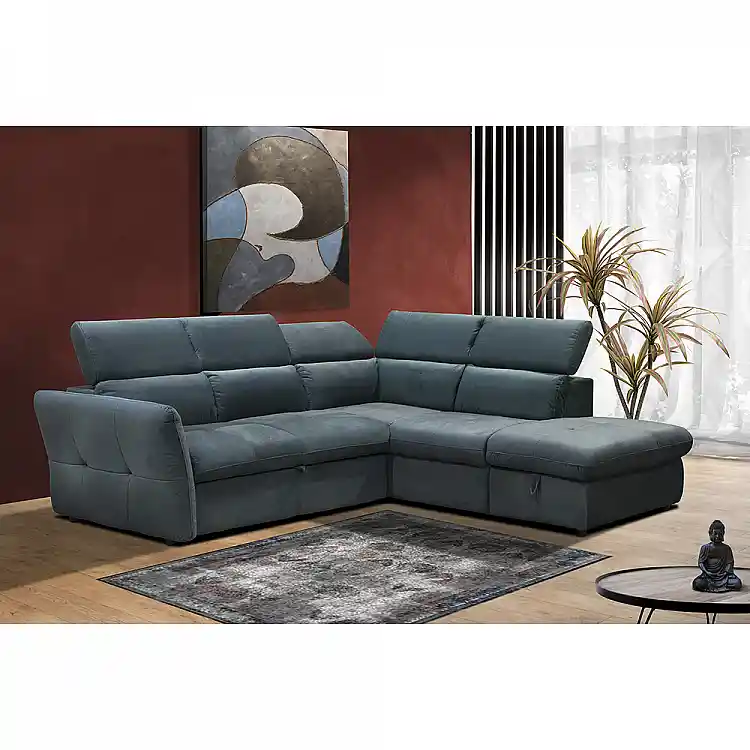 LIBERTA MONSERAT ΚΑΝΑΠΕΣ ΚΡΕΒΑΤΙ ΓΩΝΙΑ ΔΕΞΙΑ PETROL 254x224x90cm