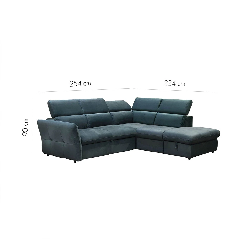 LIBERTA MONSERAT ΚΑΝΑΠΕΣ ΚΡΕΒΑΤΙ ΓΩΝΙΑ ΔΕΞΙΑ PETROL 254x224x90 LIBERTA MONSERAT ΚΑΝΑΠΕΣ ΚΡΕΒΑΤΙ ΓΩΝΙΑ ΔΕΞΙΑ PETROL 254x224x90