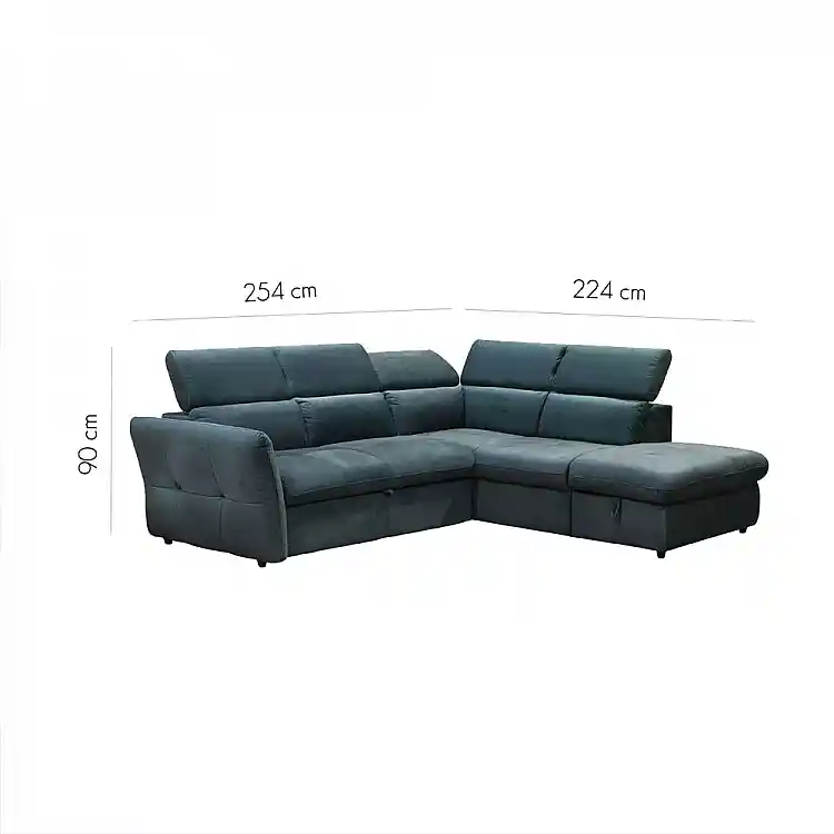 LIBERTA MONSERAT ΚΑΝΑΠΕΣ ΚΡΕΒΑΤΙ ΓΩΝΙΑ ΔΕΞΙΑ PETROL 254x224x90cm