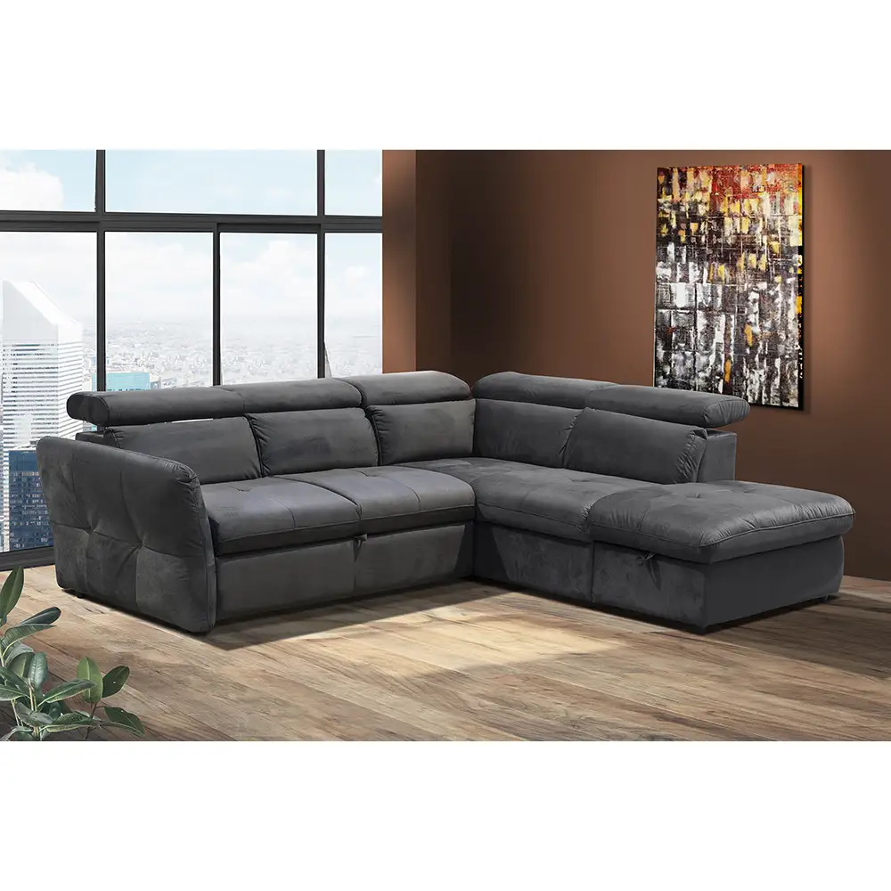 LIBERTA MONSERAT ΚΑΝΑΠΕΣ ΚΡΕΒΑΤΙ ΓΩΝΙΑ ΔΕΞΙΑ ΑΝΘΡΑΚΙ 254x224x90cm