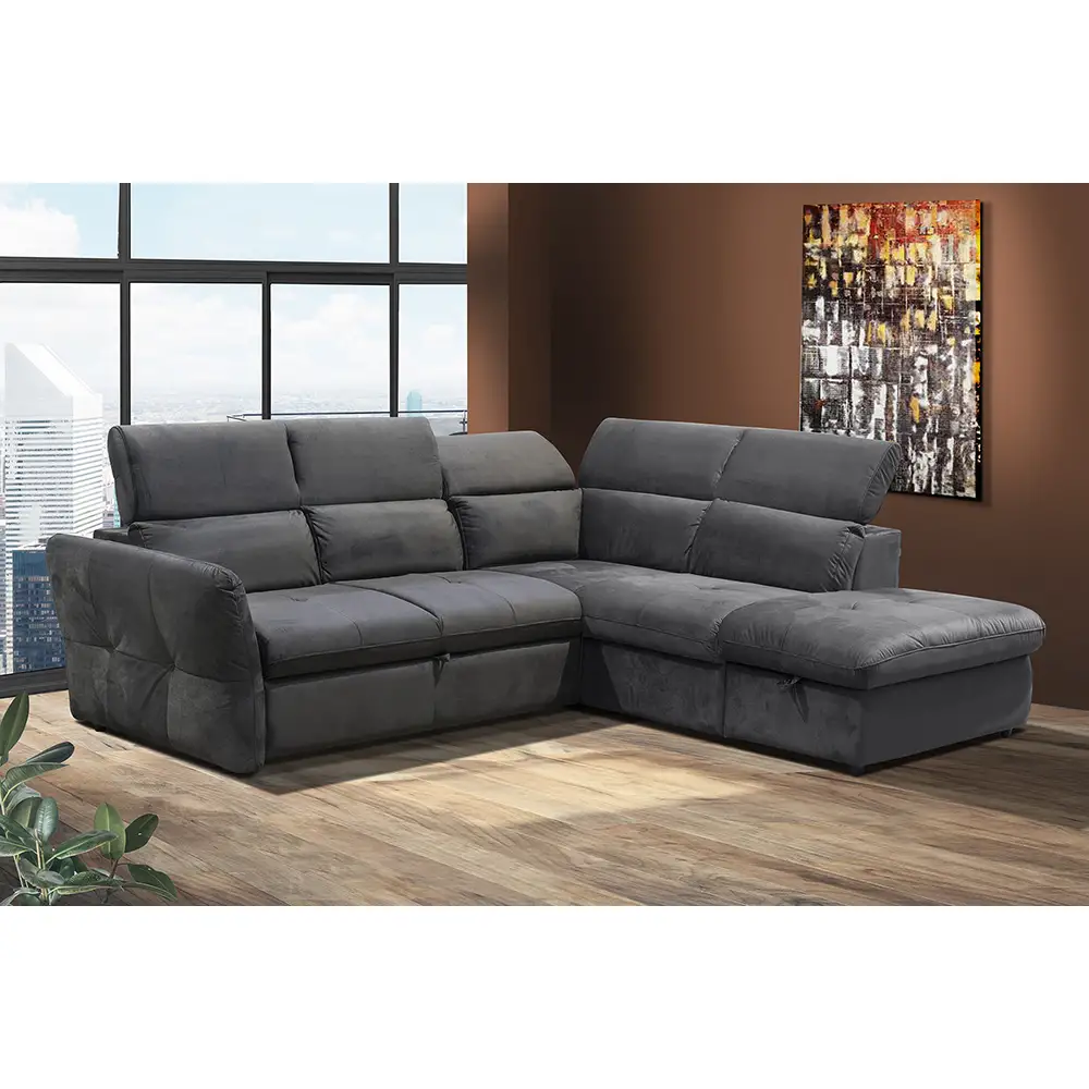 LIBERTA MONSERAT ΚΑΝΑΠΕΣ ΚΡΕΒΑΤΙ ΓΩΝΙΑ ΔΕΞΙΑ ΑΝΘΡΑΚΙ 254x224x90cm