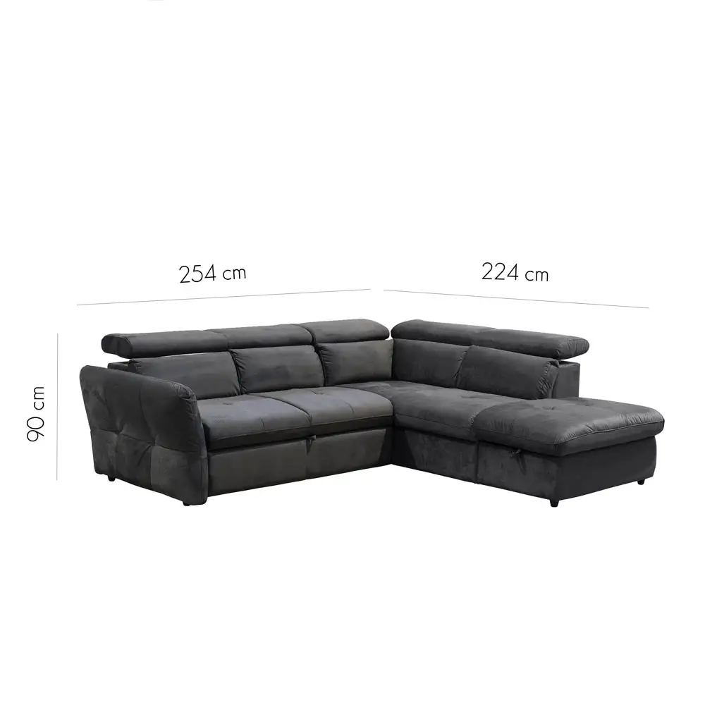LIBERTA MONSERAT ΚΑΝΑΠΕΣ ΚΡΕΒΑΤΙ ΓΩΝΙΑ ΔΕΞΙΑ ΑΝΘΡΑΚΙ 254x224x90cm