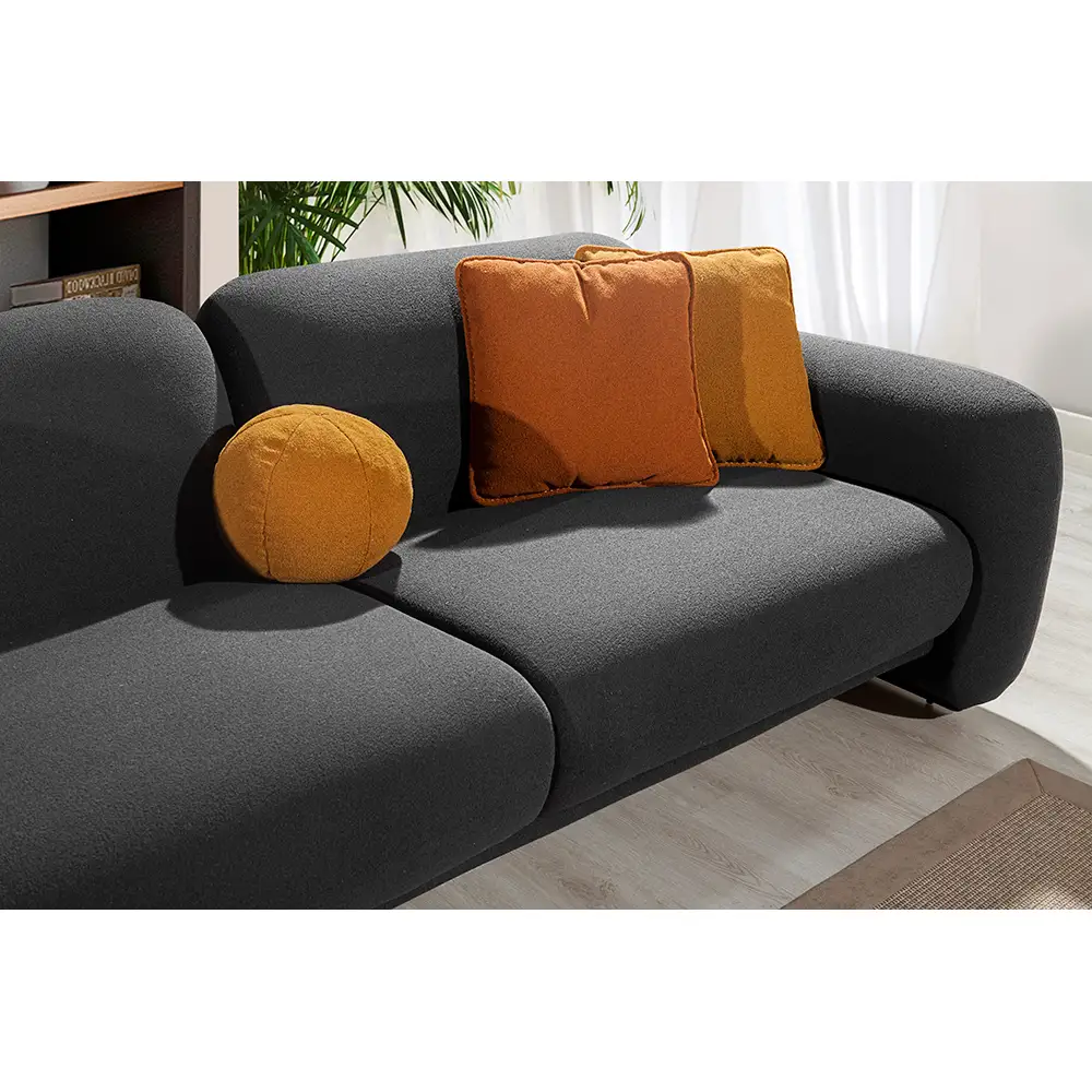 LIBERTA PUFFY ΚΑΝΑΠΕΣ 3ΘΕΣΙΟΣ ΓΚΡΙ ΣΚΟΥΡΟ 240x110x85cm