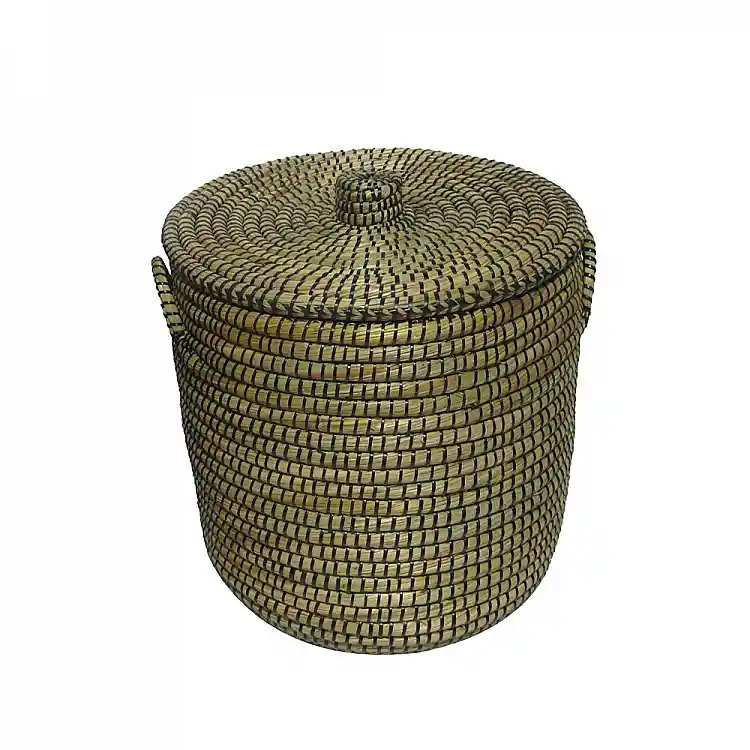 LIBERTA AFRICA ΚΑΛΑΘΙ ΜΕ ΚΑΠΑΚΙ 45x45x50cm KANSGRASS ΦΥΣΙΚΟ ΜΑΥΡΟ PVC