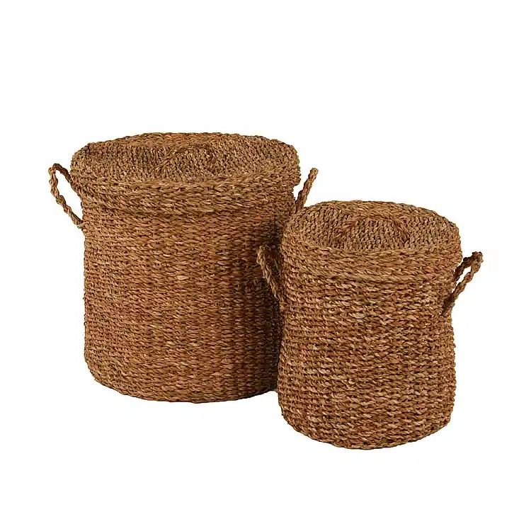 LIBERTA SEAGRASS ΚΑΛΑΘΙ ΜΕ ΚΑΠΑΚΙ SET 2ΤΜΧ 44x44x45cm SEAGRASS ΦΥΣΙΚΟ