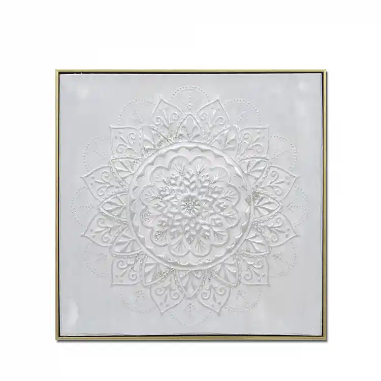 LIBERTA ROZETA ΠΙΝΑΚΑΣ ΔΙΑΚΟΣΜΗΣΗΣ 62x62x5cm ΚΑΜΒΑΣ ΛΕΥΚΟ ΧΡΥΣΟ ΞΥΛΟ