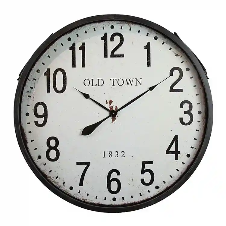 LIBERTA OLD TOWN ΡΟΛΟΪ ΤΟΙΧΟΥ 80x80x10cm ΜΕΤΑΛΛΟ ΜΑΥΡΟ ΛΕΥΚΟ ΓΥΑΛΙ