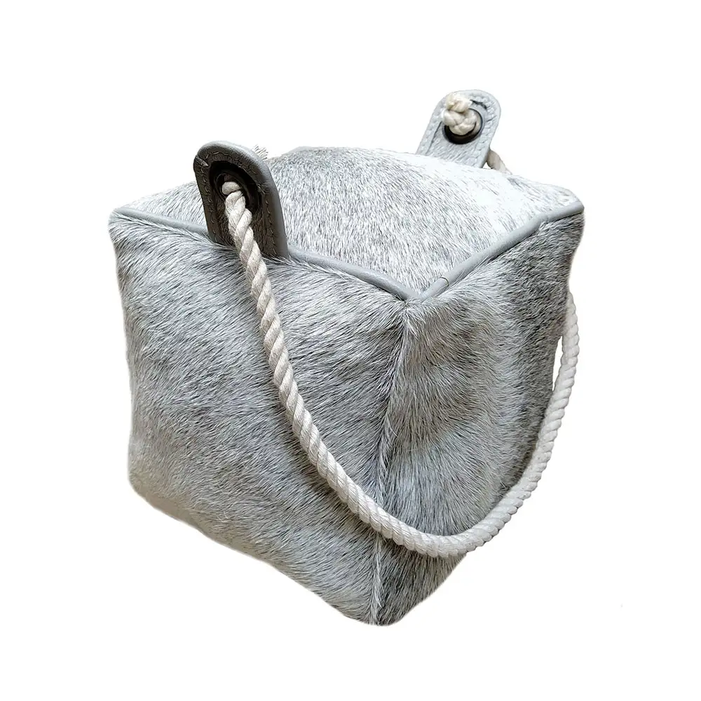 LIBERTA PUERTA ΔΙΑΚΟΣΜΗΤΙΚΟ DOOR STOPPER 15x15x15cm ΔΕΡΜΑ ΓΚΡΙ ΒΑΜΒΑΚΙ