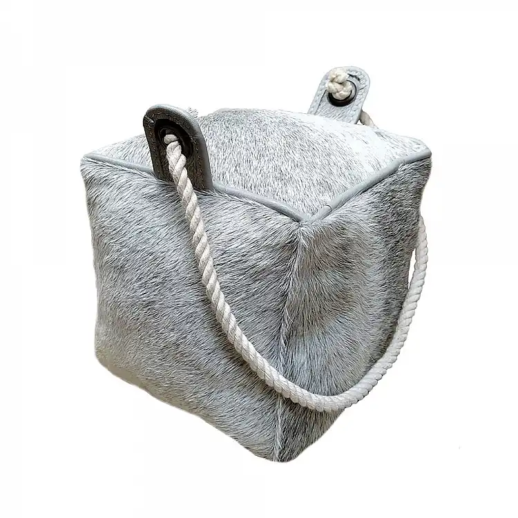 LIBERTA PUERTA ΔΙΑΚΟΣΜΗΤΙΚΟ DOOR STOPPER 15x15x15cm ΔΕΡΜΑ ΓΚΡΙ ΒΑΜΒΑΚΙ