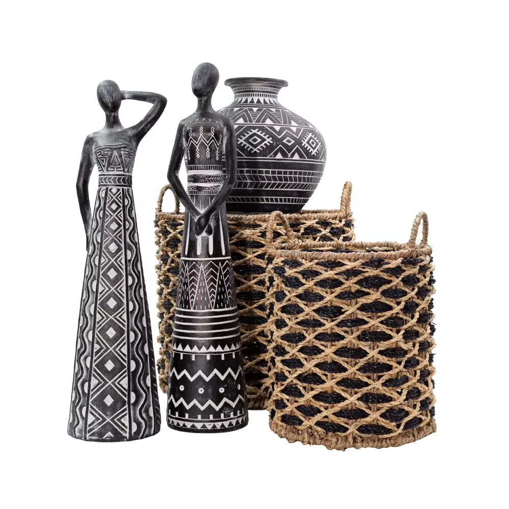 LIBERTA MAYA ΒΑΖΟ 25x25x22cm POLYRESIN ΜΑΥΡΟ ΛΕΥΚΟ