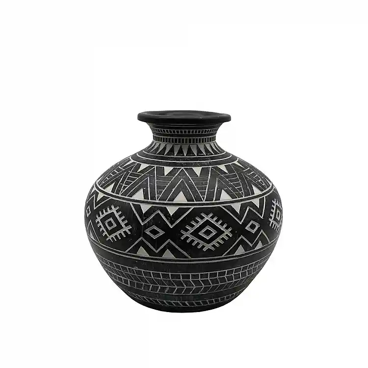 LIBERTA MAYA ΒΑΖΟ 25x25x22cm POLYRESIN ΜΑΥΡΟ ΛΕΥΚΟ