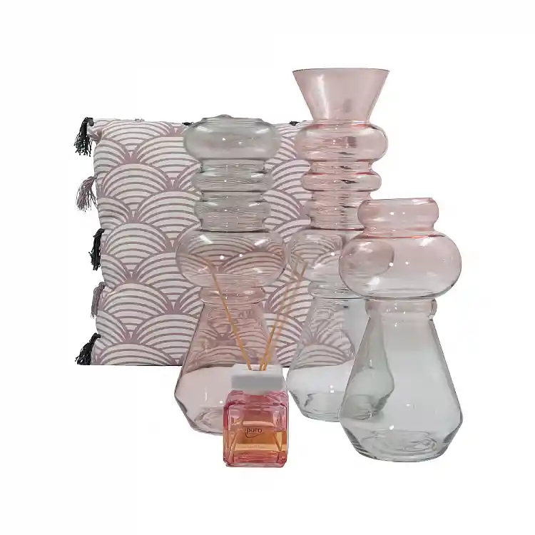 LIBERTA FORME ΒΑΖΟ 14x14x46cm ΓΥΑΛΙ ΡΟΖ ΠΡΑΣΙΝΟ