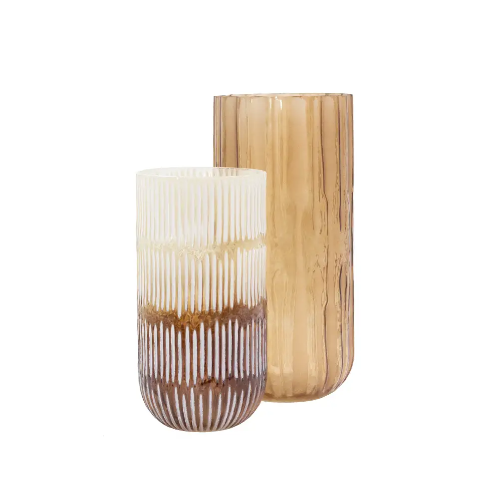 LIBERTA MEDAN ΒΑΖΟ 14x14x30cm ΓΥΑΛΙ ΚΑΦΕ