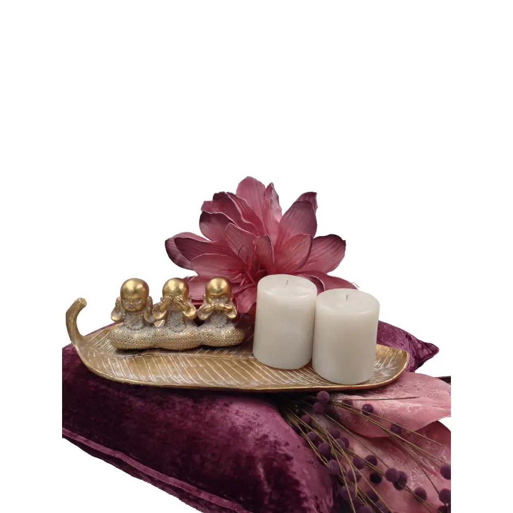 LIBERTA MAHATMA ΔΙΑΚΟΣΜΗΤΙΚΟ ΦΥΛΛΟ 44x16x11cm POLYRESIN ΧΡΥΣΟ