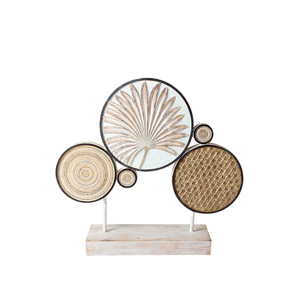 LIBERTA GINKO 3 ΔΙΑΚΟΣΜΗΤΙΚΟ TOTEM 44x11x41cm POLYRESIN ΦΥΣΙΚΟ ΜΠΕΖ ΜΕΤΑΛΛΟ ΛΕΥΚΟ