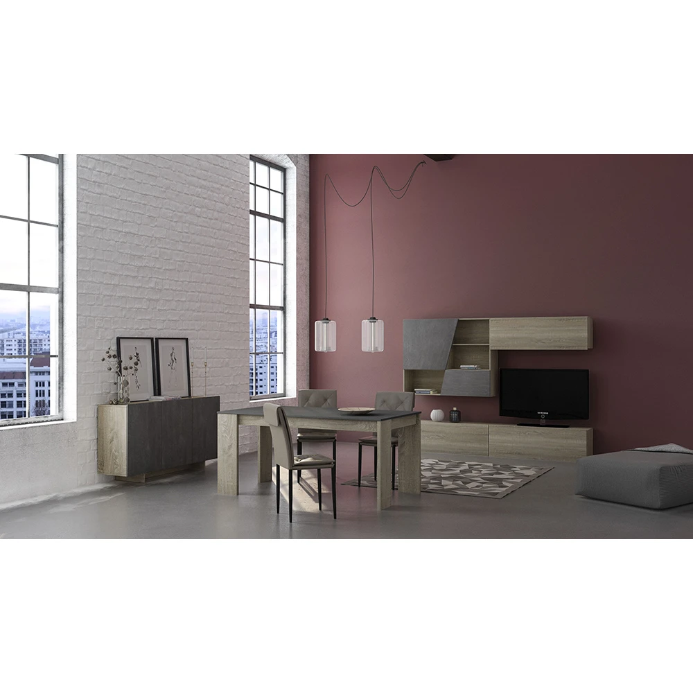 LIBERTA INTRO ΤΡΑΠΕΖΙ CEMENT ΣΚΟΥΡΟ SONOMA ΣΚΟΥΡΟ 170x90x76