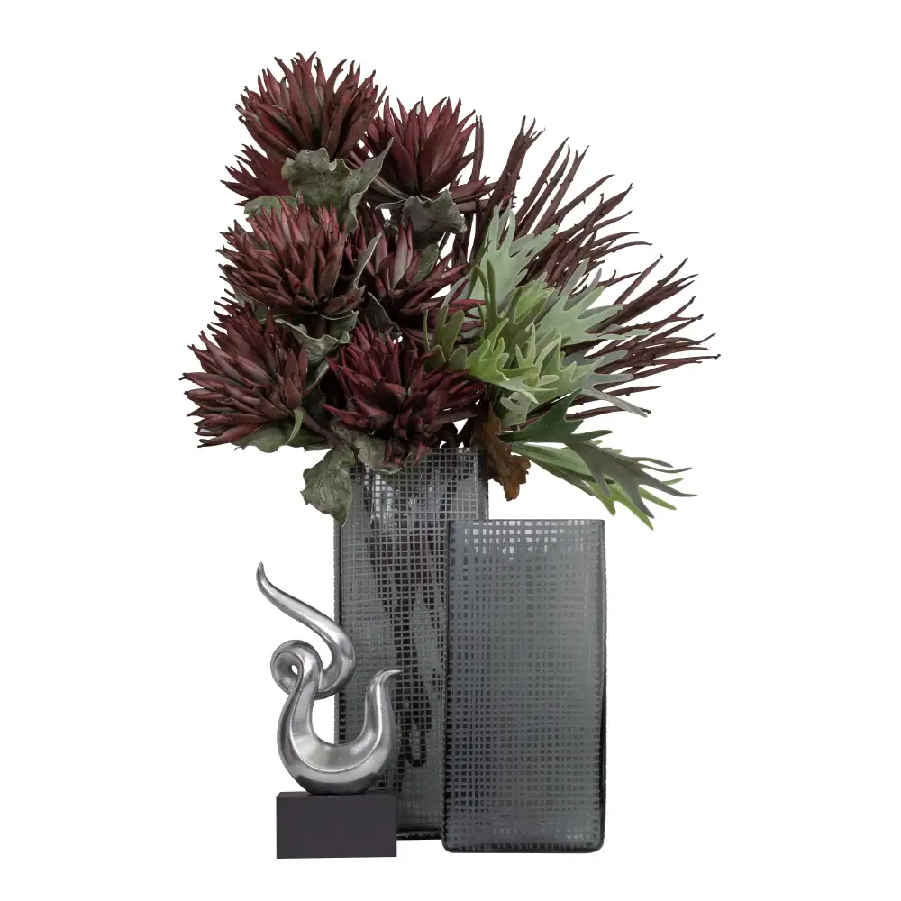 LIBERTA GRAVIR GREY ΒΑΖΟ 16x12x33cm ΓΥΑΛΙ ΓΚΡΙ