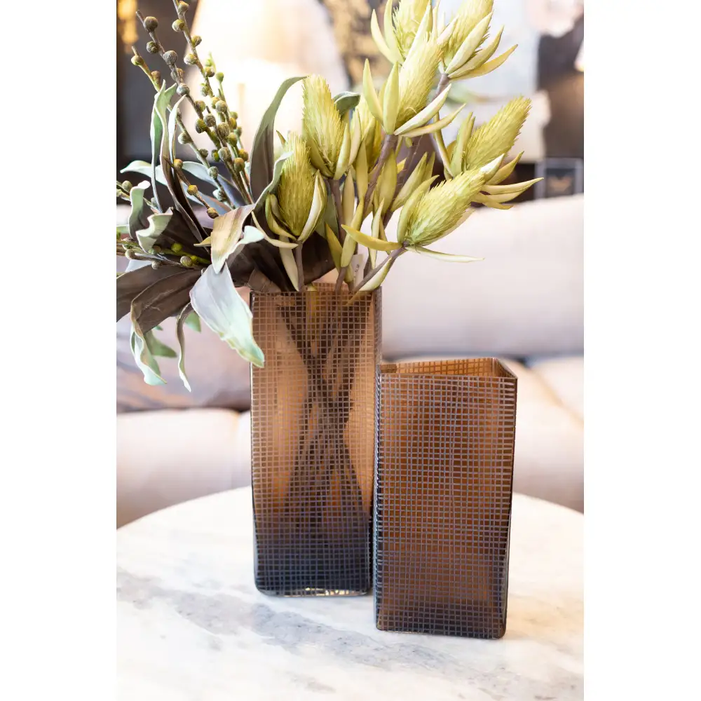 LIBERTA GRAVIR HONEY ΒΑΖΟ 16x12x44cm ΓΥΑΛΙ ΚΑΦΕ