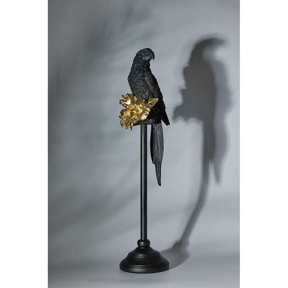 LIBERTA PERROQUET 2 ΔΙΑΚΟΣΜΗΤΙΚΟ ΠΑΠΑΓΑΛΟΣ 15x18x64cm POLYRESIN ΜΑΥΡΟ ΧΡΥΣΟ