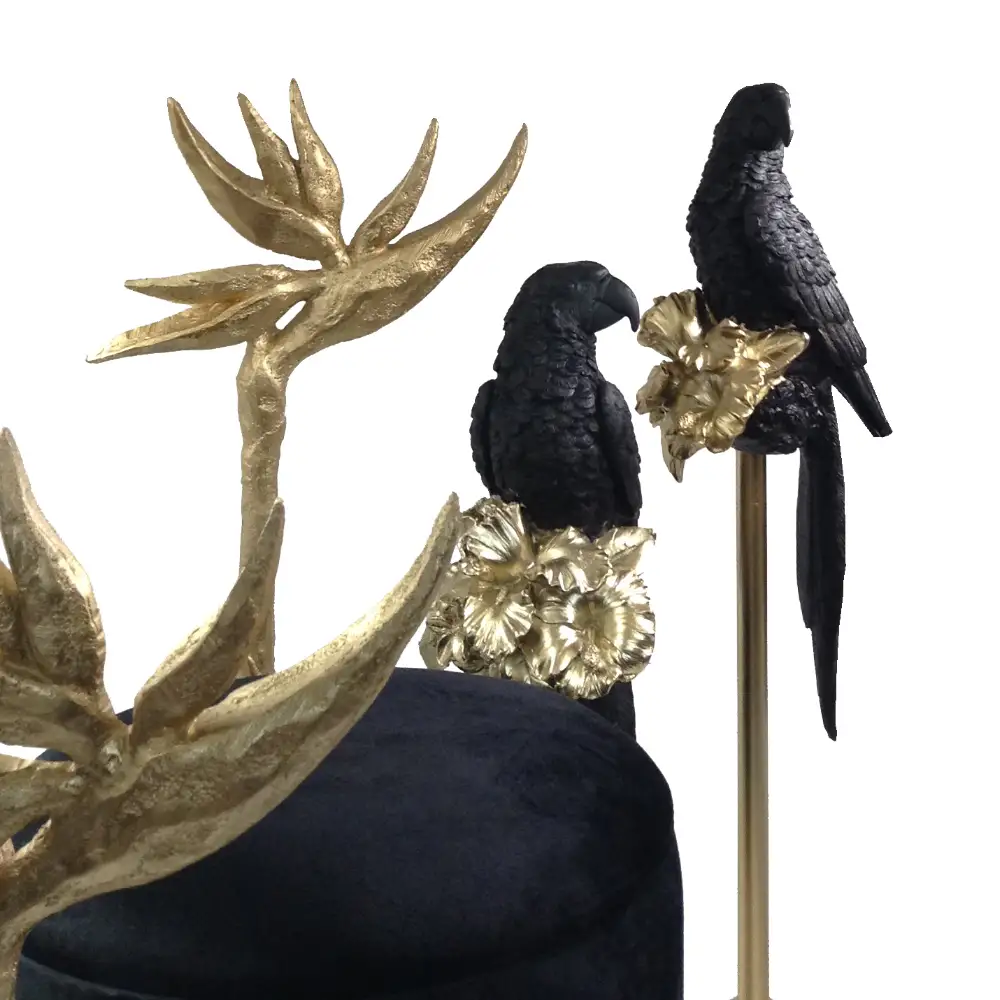 LIBERTA PERROQUET 2 ΔΙΑΚΟΣΜΗΤΙΚΟ ΠΑΠΑΓΑΛΟΣ 15x18x64cm POLYRESIN ΜΑΥΡΟ ΧΡΥΣΟ