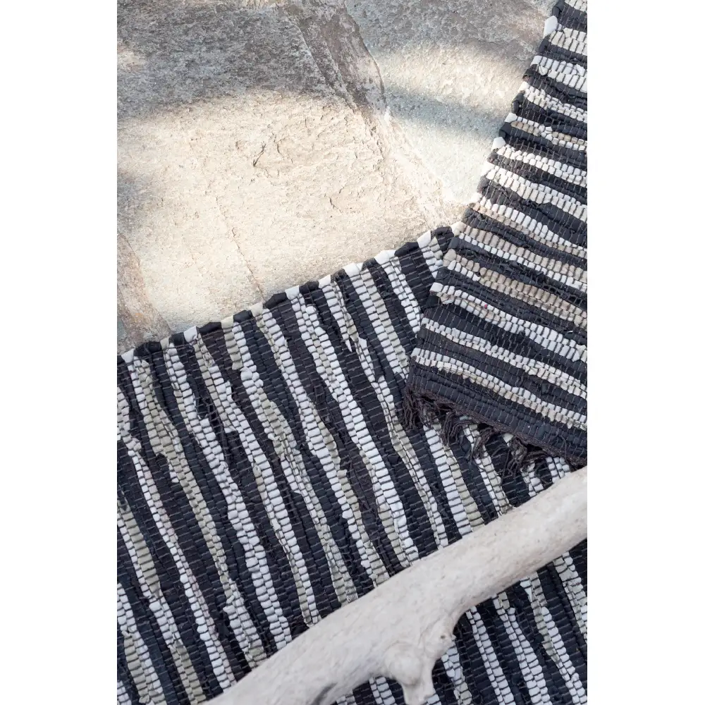 LIBERTA BOHO ΧΑΛΙ ΔΙΑΔΡΟΜΟΥ 70x150cm ΔΕΡΜΑ ΜΑΥΡΟ ΜΠΕΖ
