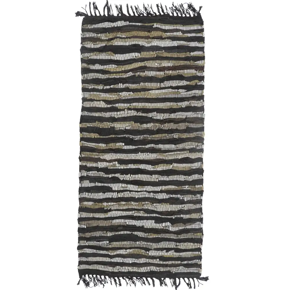 LIBERTA BOHO ΧΑΛΙ ΔΙΑΔΡΟΜΟΥ 70x150cm ΔΕΡΜΑ ΜΑΥΡΟ ΜΠΕΖ