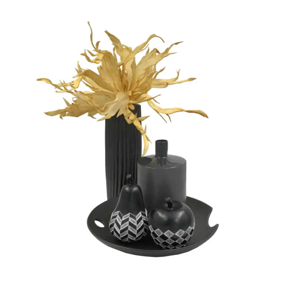 LIBERTA FRUIT BLACK 2 ΔΙΑΚΟΣΜΗΤΙΚΟ ΜΗΛΟ 12x12x13cm POLYRESIN ΜΑΥΡΟ ΛΕΥΚΟ