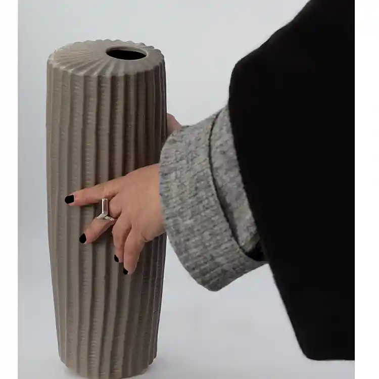 LIBERTA RIGE ΒΑΖΟ 12x12x36cm ΚΕΡΑΜΙΚΟ ΓΚΡΙ ΜΑΤ