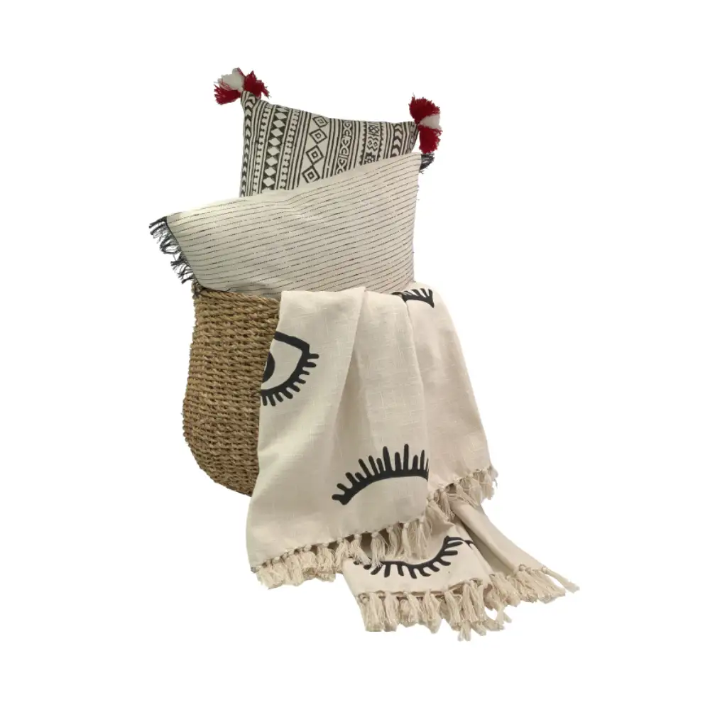 LIBERTA EYES WHITE ΡΙΧΤΑΡΙ ΔΙΑΚΟΣΜΗΤΙΚΟ 130x170cm ΒΑΜΒΑΚΙ ΛΕΥΚΟ ΜΑΥΡΟ