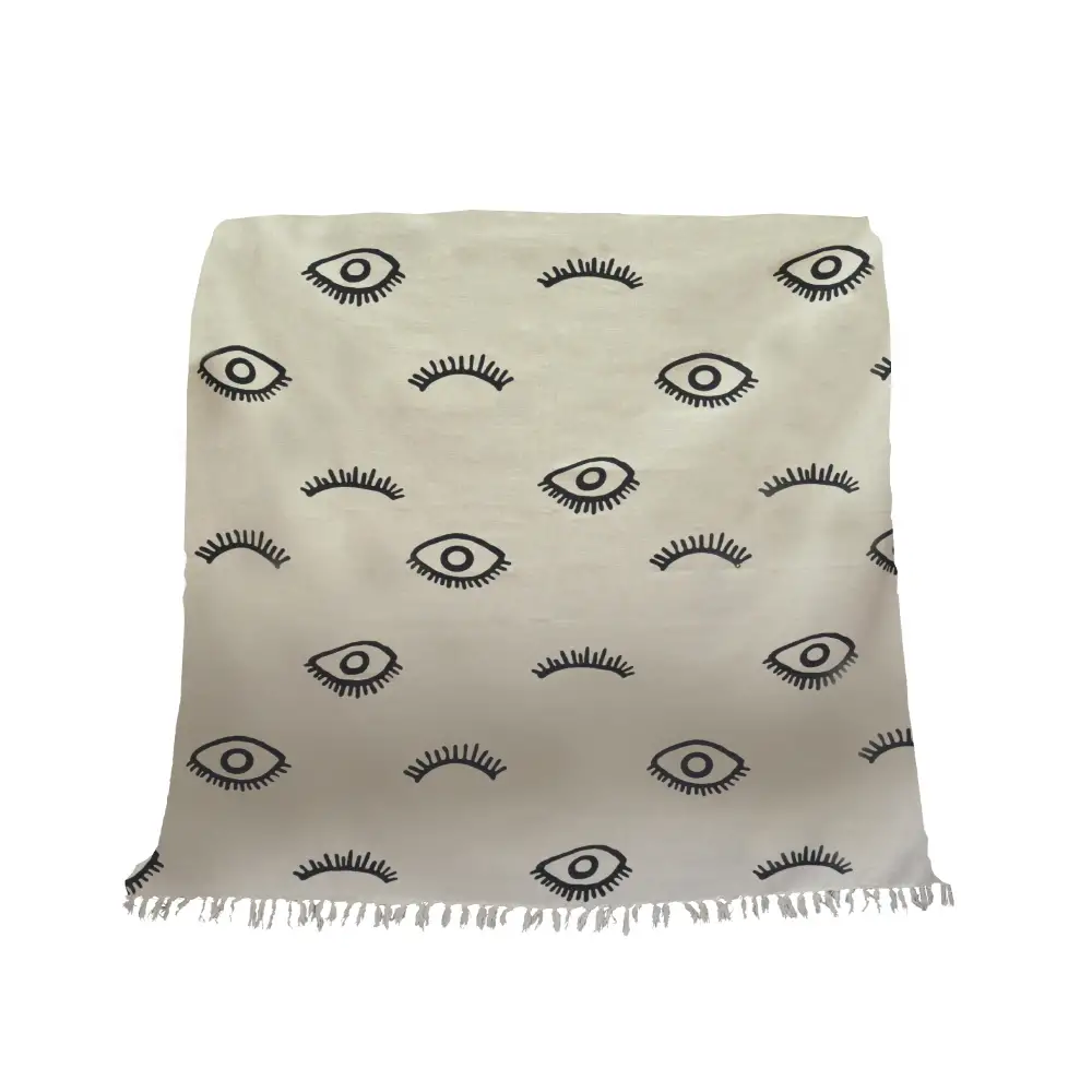 LIBERTA EYES WHITE ΡΙΧΤΑΡΙ ΔΙΑΚΟΣΜΗΤΙΚΟ 130x170cm ΒΑΜΒΑΚΙ ΛΕΥΚΟ ΜΑΥΡΟ