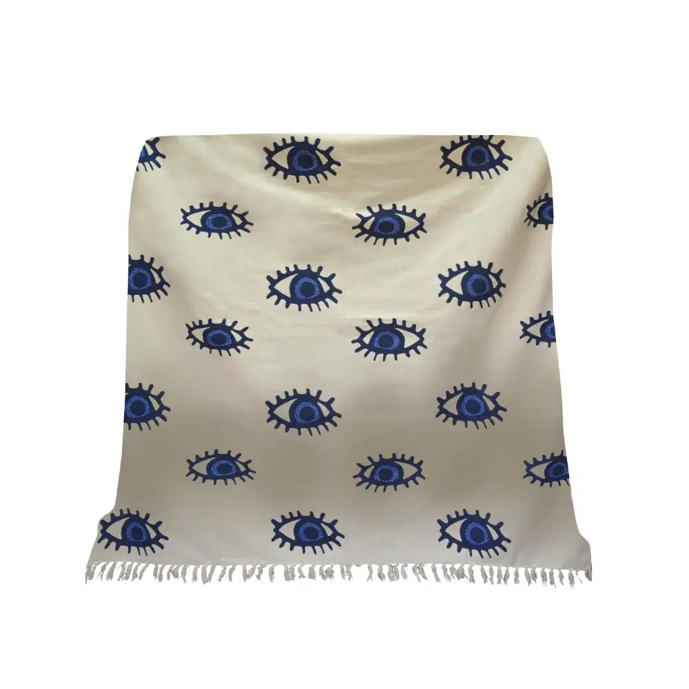 LIBERTA EYES BLUE ΡΙΧΤΑΡΙ ΔΙΑΚΟΣΜΗΤΙΚΟ 130x170cm ΒΑΜΒΑΚΙ ΛΕΥΚΟ ΜΠΛΕ