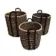 LIBERTA DURUK ΚΑΛΑΘΙ SET 3ΤΜΧ 45x45x45cm SEAGRASS ΦΥΣΙΚΟ ΜΑΥΡΟ HOGLA ROPE