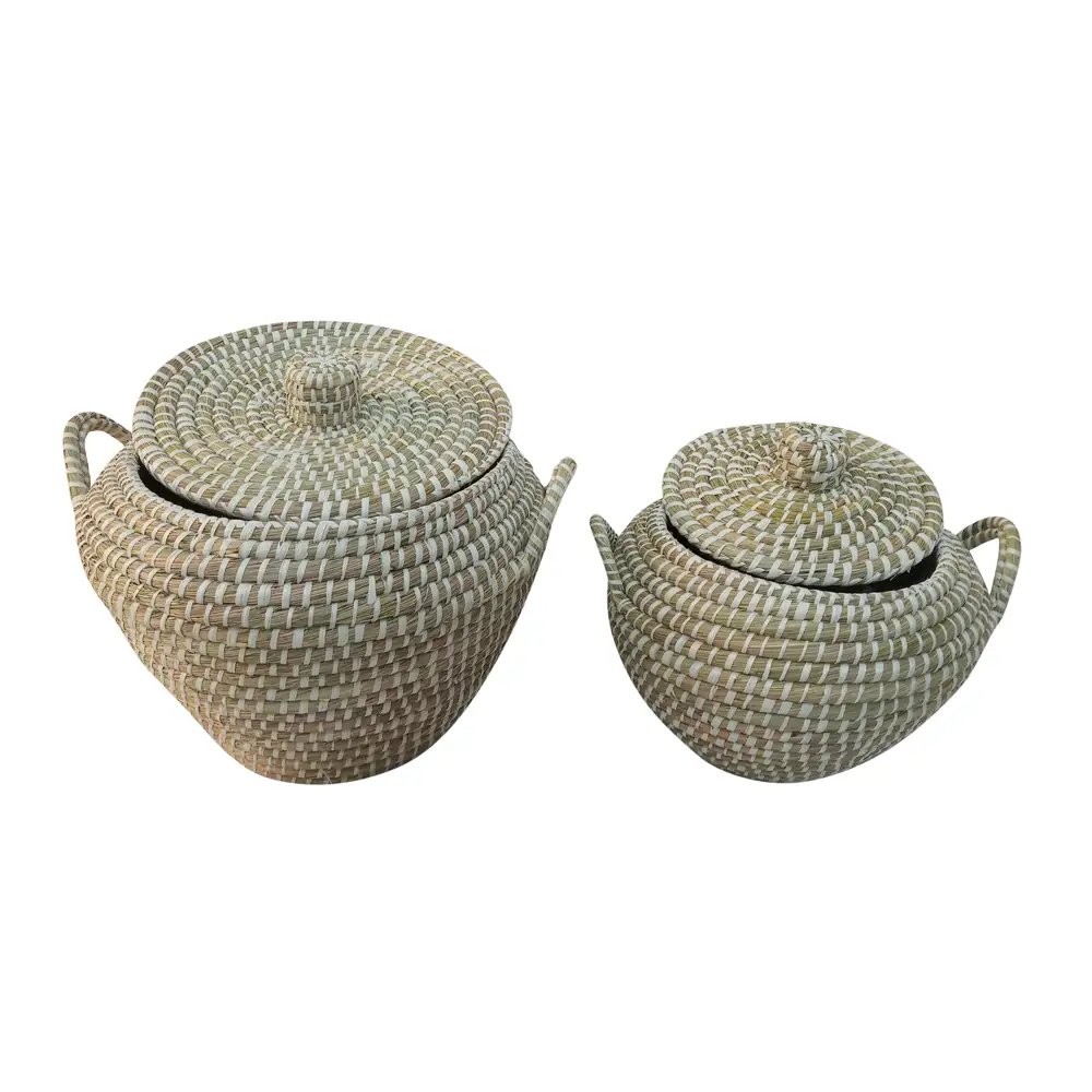 LIBERTA ARELI ΚΑΛΑΘΙ ΜΕ ΚΑΠΑΚΙ SET 2ΤΜΧ 45x45x30cm KANSGRASS ΦΥΣΙΚΟ PVC