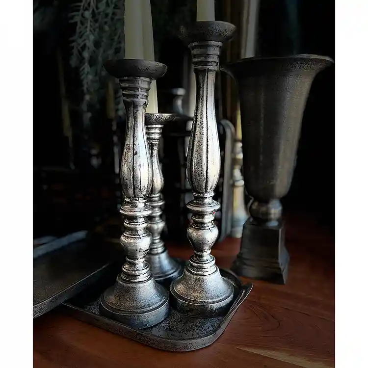 LIBERTA LUSAR ΚΗΡΟΠΗΓΙΟ SET 3ΤΜΧ 11x11x40cm ΑΛΟΥΜΙΝΙΟ ΑΣΗΜΙ ΑΝΤΙΚΕ