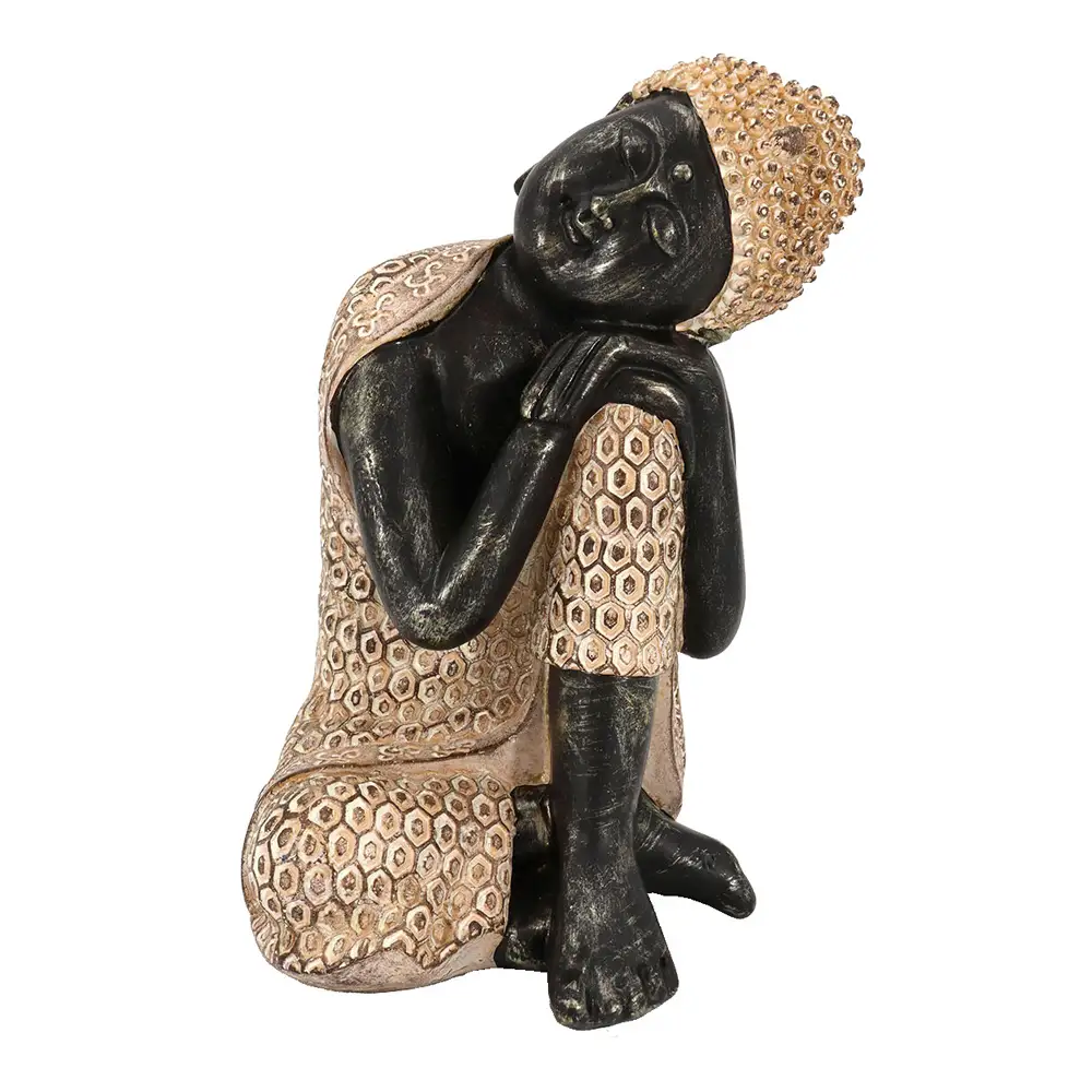 LIBERTA RESTING BUDDHA ΔΙΑΚΟΣΜΗΤΙΚΟ ΒΟΥΔΑΣ 15x15x24cm POLYRESIN ΦΥΣΙΚΟ ΜΑΥΡΟ