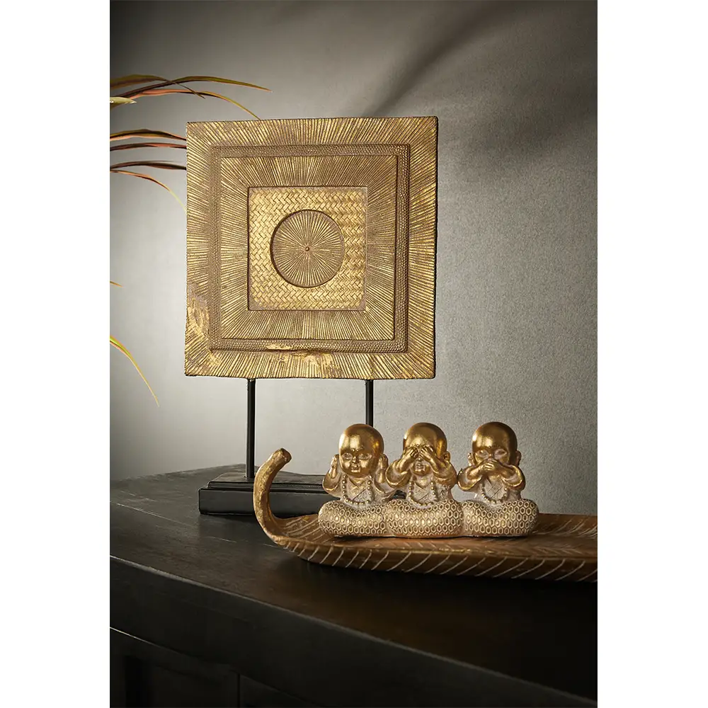 LIBERTA SQUARE DRUM ΔΙΑΚΟΣΜΗΤΙΚΟ TOTEM 26x8x40cm POLYRESIN ΦΥΣΙΚΟ ΜΑΥΡΟ