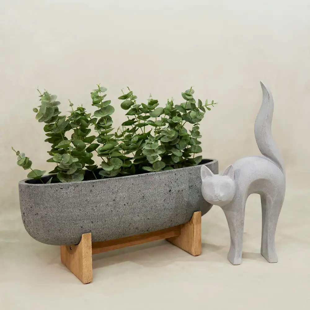 LIBERTA EUCALYPTUS ΦΥΤΟ ΤΕΧΝΗΤΟ ΣΕ ΓΛΑΣΤΡΑ 49cm POLYESTER ΠΡΑΣΙΝΟ PE/PP