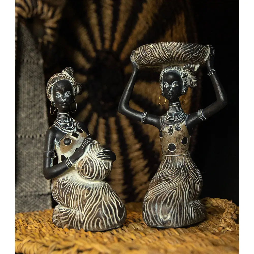 LIBERTA RABIA 2 ΔΙΑΚΟΣΜΗΤΙΚΗ ΦΙΓΟΥΡΑ 12x8x18cm POLYRESIN ΜΑΥΡΟ ΚΑΦΕ ΛΕΥΚΟ