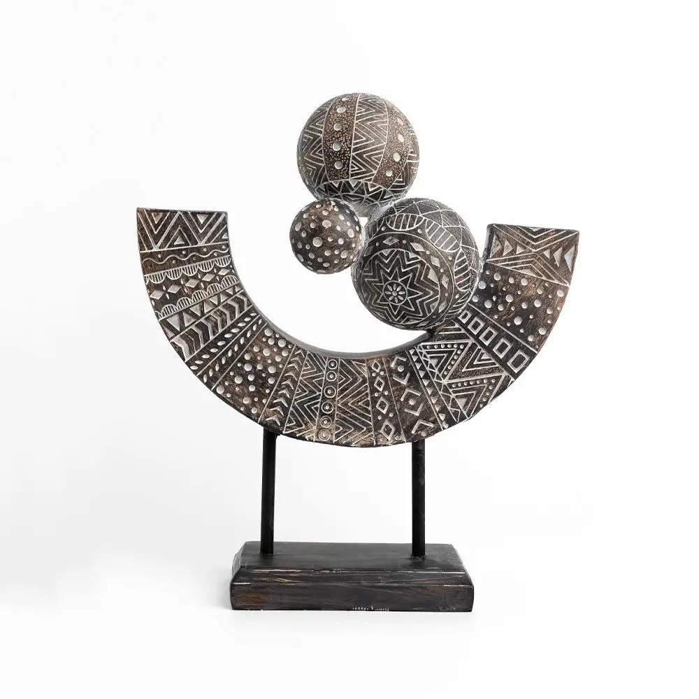 LIBERTA RABIA ΔΙΑΚΟΣΜΗΤΙΚΟ TOTEM 35x10x40cm POLYRESIN ΚΑΦΕ ΜΠΕΖ ΛΕΥΚΟ