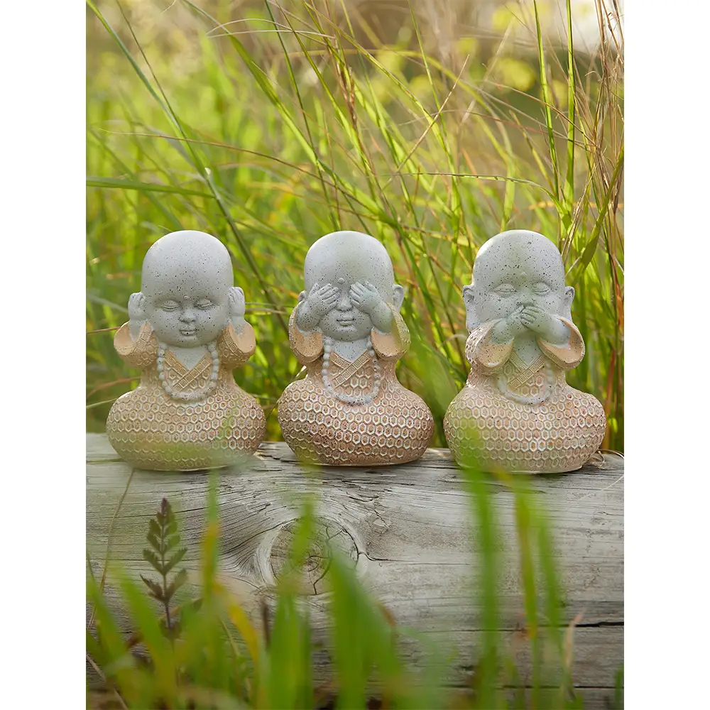 LIBERTA BULU ΔΙΑΚΟΣΜΗΤΙΚΟ ΒΟΥΔΑΣ SET 3ΤΜΧ 10x8x13cm POLYRESIN TERRACOTTA ΓΚΡΙ