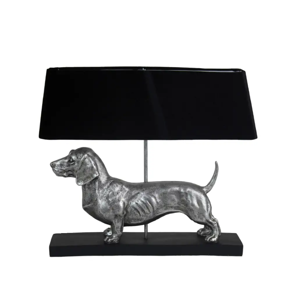 LIBERTA HUNDUR ΦΩΤΙΣΤΙΚΟ ΕΠΙΤΡΑΠΕΖΙΟ 60x14.5x51cm POLYRESIN ΑΣΗΜΙ ΜΑΥΡΟ ΥΦΑΣΜΑ