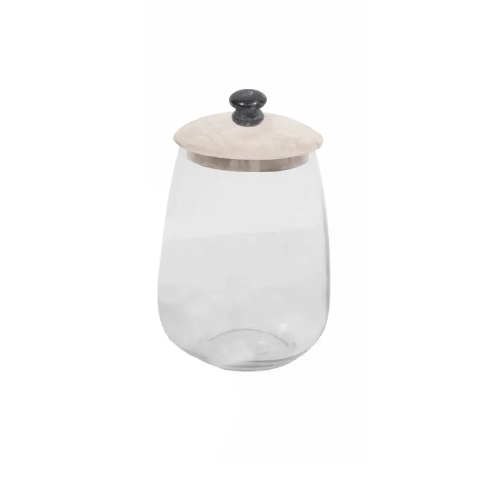 LIBERTA ACTIA ΔΟΧΕΙΟ ΑΠΟΘΗΚΕΥΣΗΣ ΜΕ ΚΑΠΑΚΙ 14x14x20cm ΓΥΑΛΙ WHITE WASHED ΞΥΛΟ