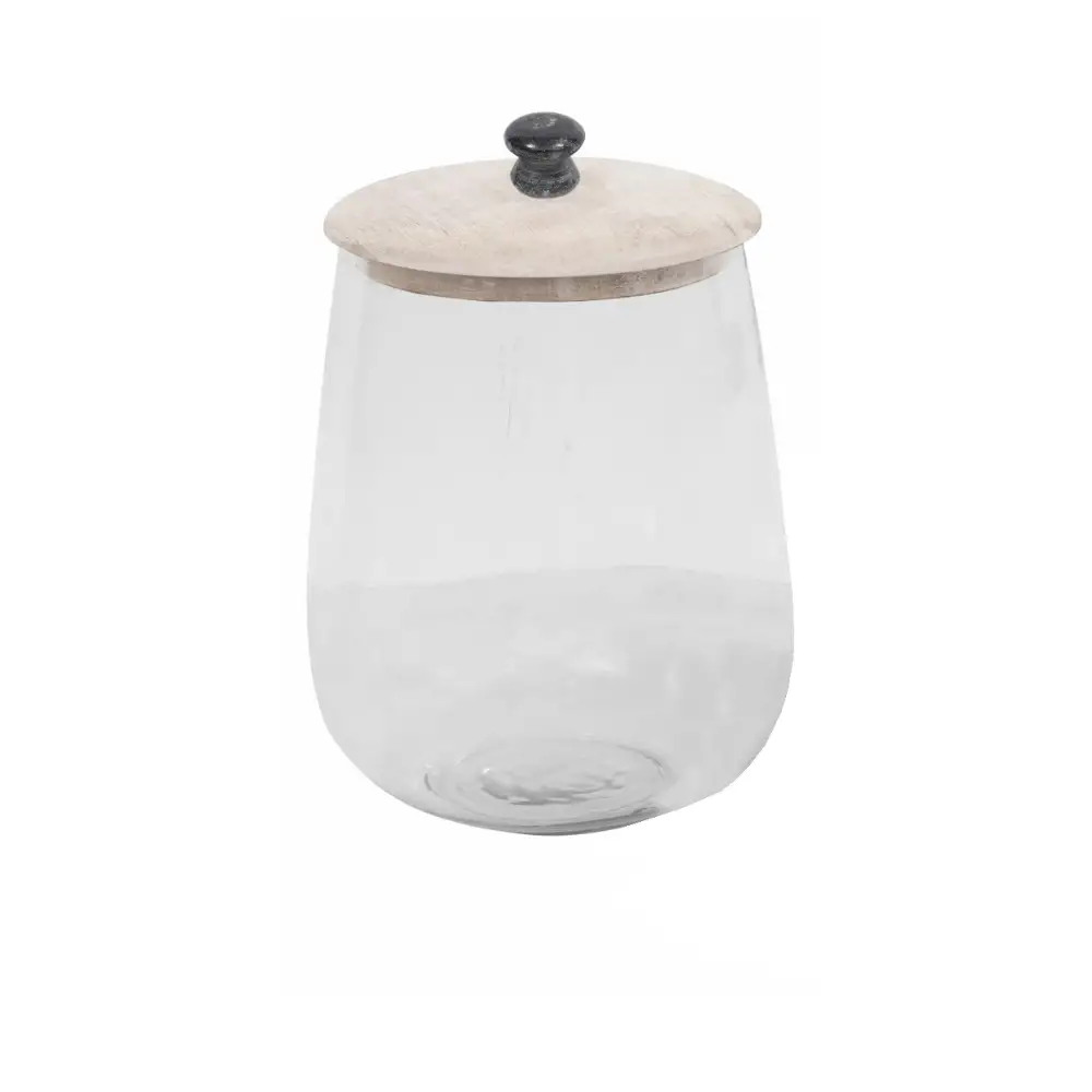 LIBERTA ACTIA ΔΟΧΕΙΟ ΑΠΟΘΗΚΕΥΣΗΣ ΜΕ ΚΑΠΑΚΙ 18x18x26cm ΓΥΑΛΙ WHITE WASHED ΞΥΛΟ