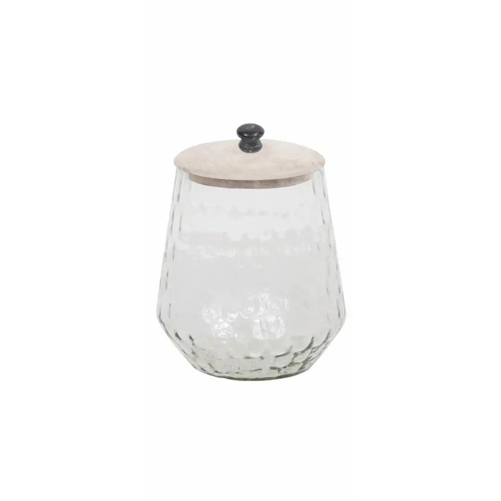 LIBERTA SCHERA ΔΟΧΕΙΟ ΑΠΟΘΗΚΕΥΣΗΣ ΜΕ ΚΑΠΑΚΙ 14x14x20cm ΓΥΑΛΙ WHITE WASHED ΞΥΛΟ