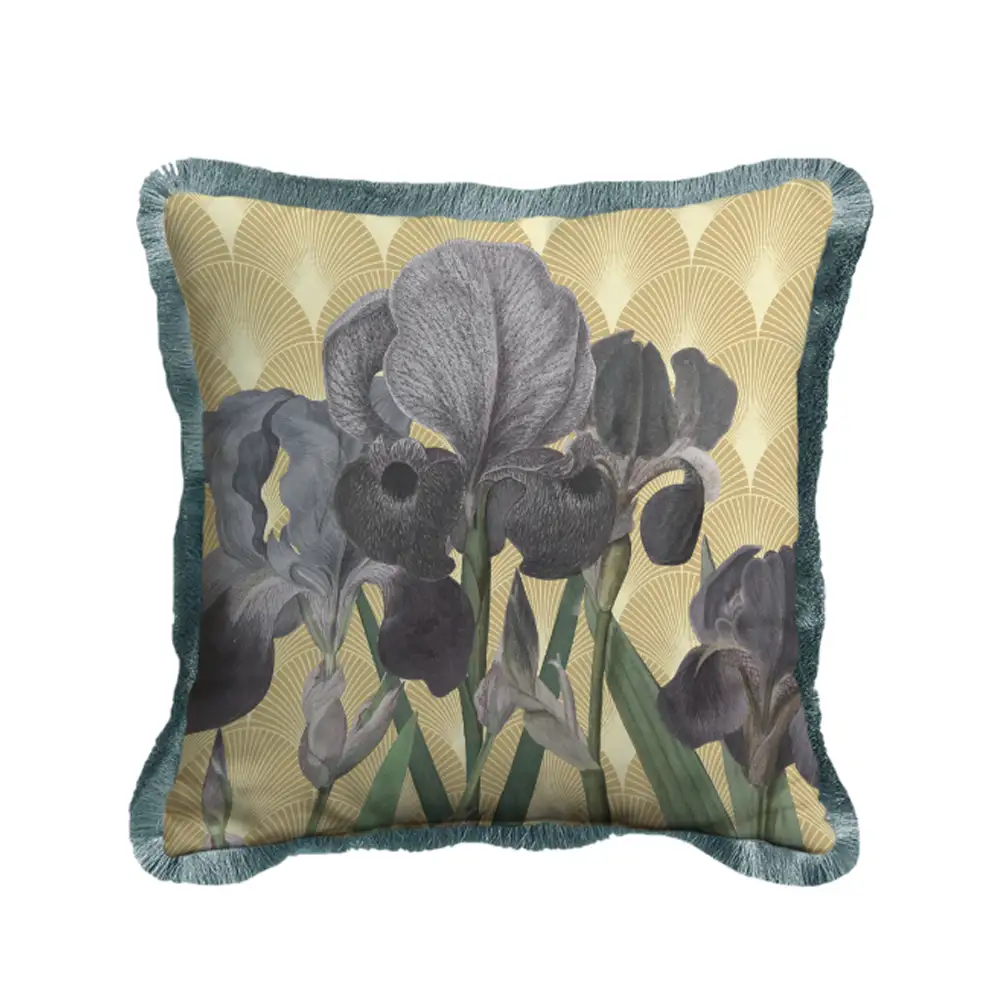 LIBERTA FIORI 2 ΔΙΑΚΟΣΜΗΤΙΚΟ ΜΑΞΙΛΑΡΙ 45x45cm ΒΕΛΟΥΔΟ ΠΟΛΥΧΡΩΜΟ ΓΚΡΙ