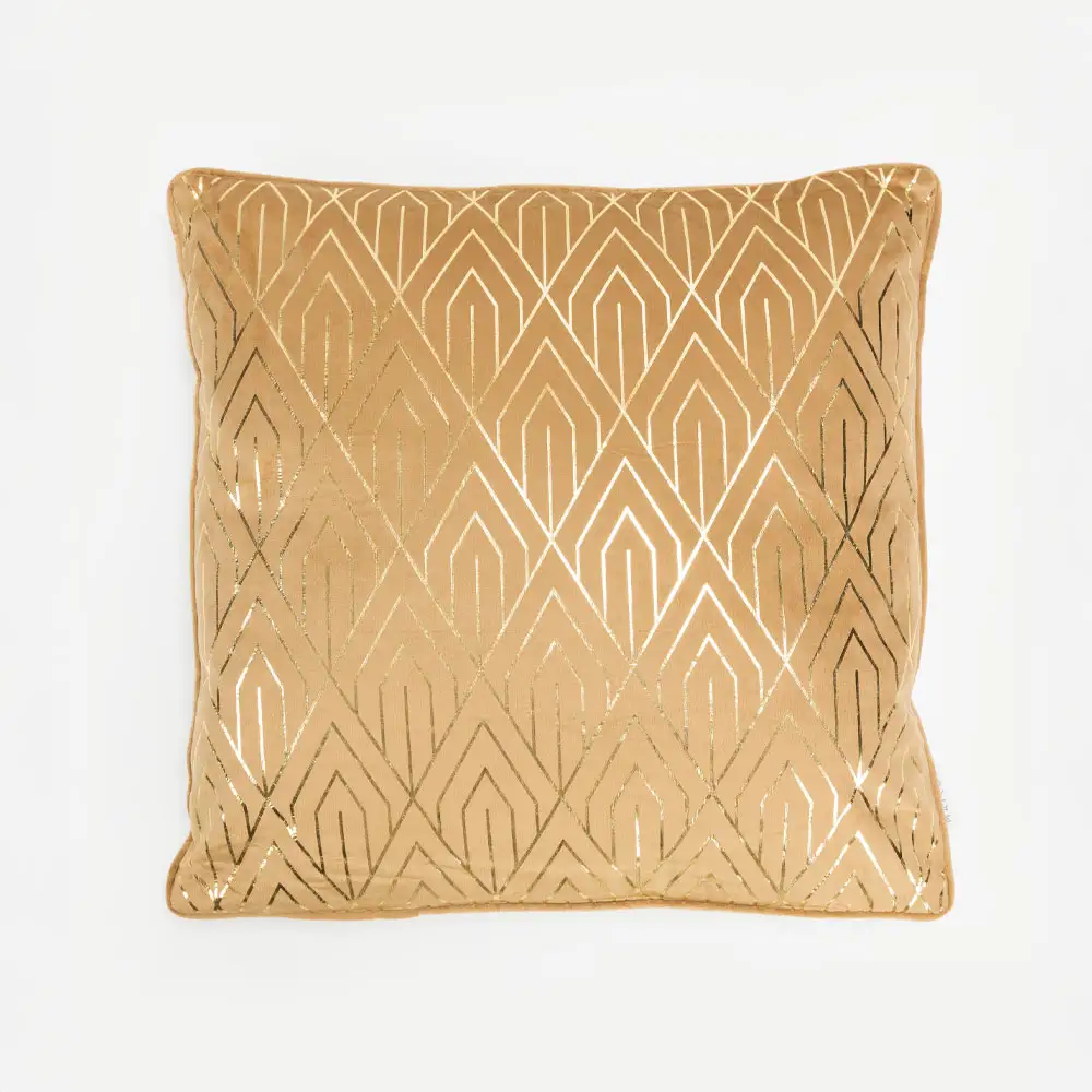 LIBERTA FAMA ΔΙΑΚΟΣΜΗΤΙΚΟ ΜΑΞΙΛΑΡΙ 45x45cm ΒΕΛΟΥΔΟ CARAMEL ΧΡΥΣΟ